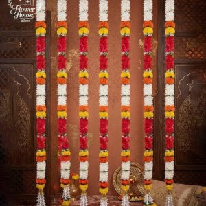 Marigold & Jasmine Flower Garlands (Rani ladi) for Decoration – Pack of 6