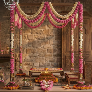 Premium Tecno Pink Artificial Flower Garlands (Pack of 6)