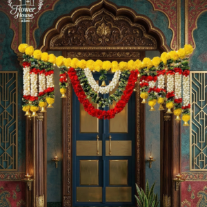 Nidhi Traditional Artificial Floral Door Hanging (Toran) - 38 Inches, Yellow & Red