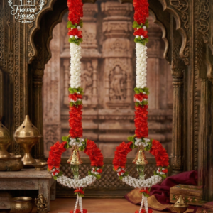 Artificial Flower Door Hangings (Toran) with Golden Bell – Pack of 2