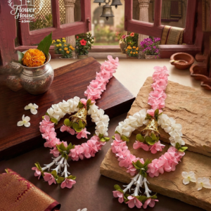 Decorative Floral Hanging Ring with Golden Bell (Pack of 2)